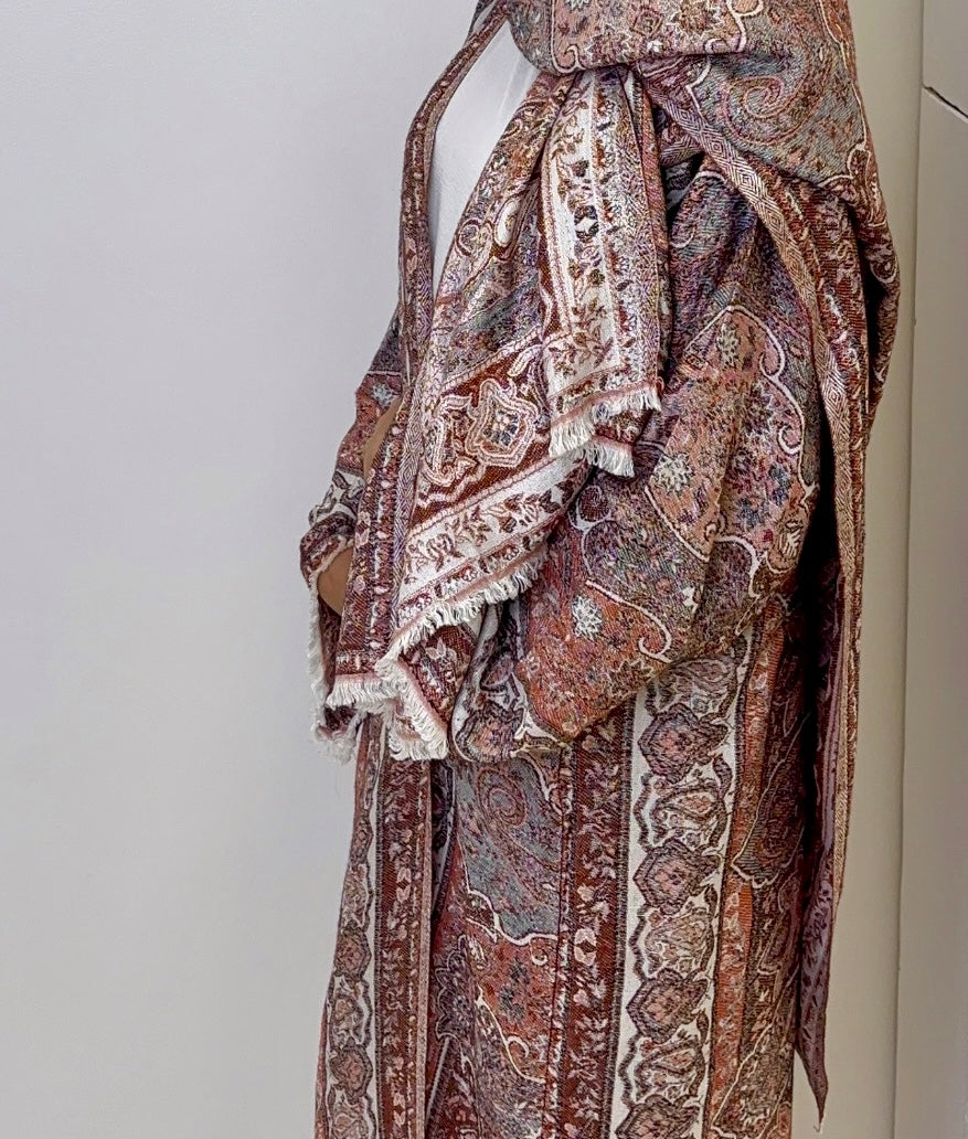 Rust Paisley Pashmina Abaya