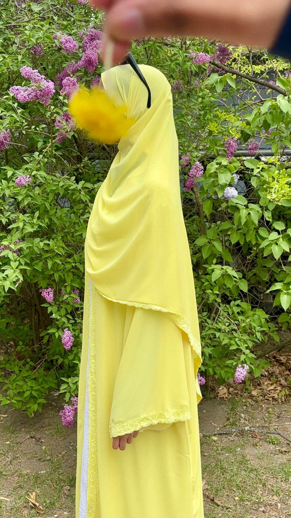 Lace Trim Abaya Set With Matching Hijab – 6 Colors Available