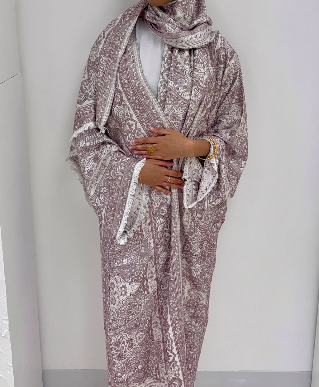 Rose Paisley Pashmina Abaya