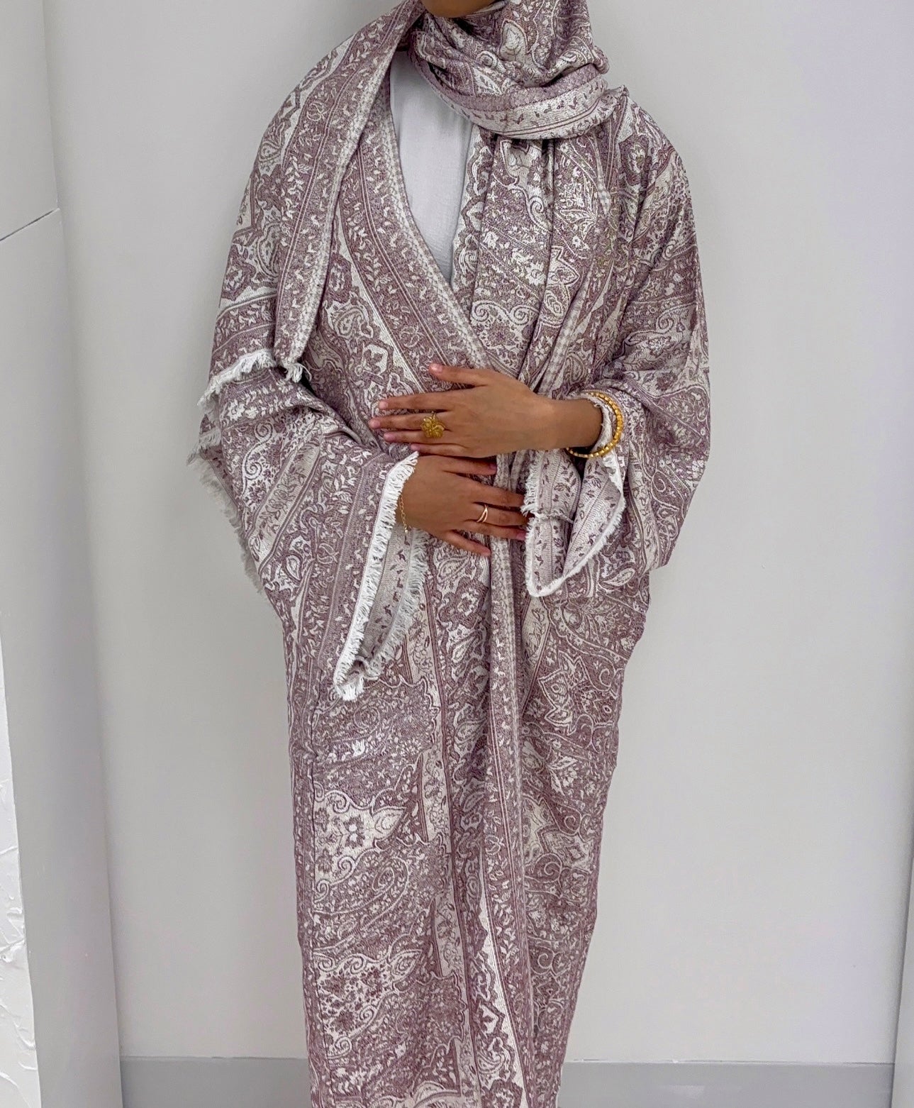 Rose Paisley Pashmina Abaya