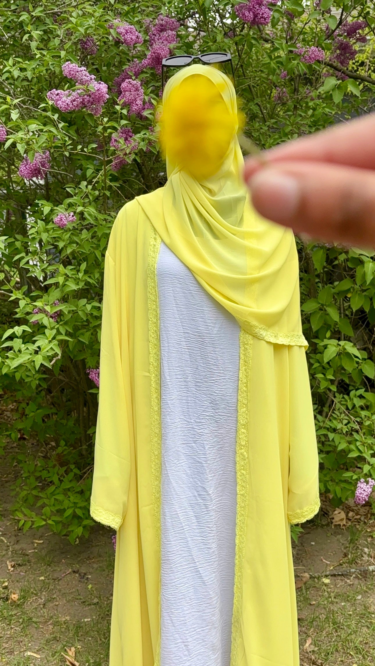 Lace Trim Abaya Set With Matching Hijab – 6 Colors Available
