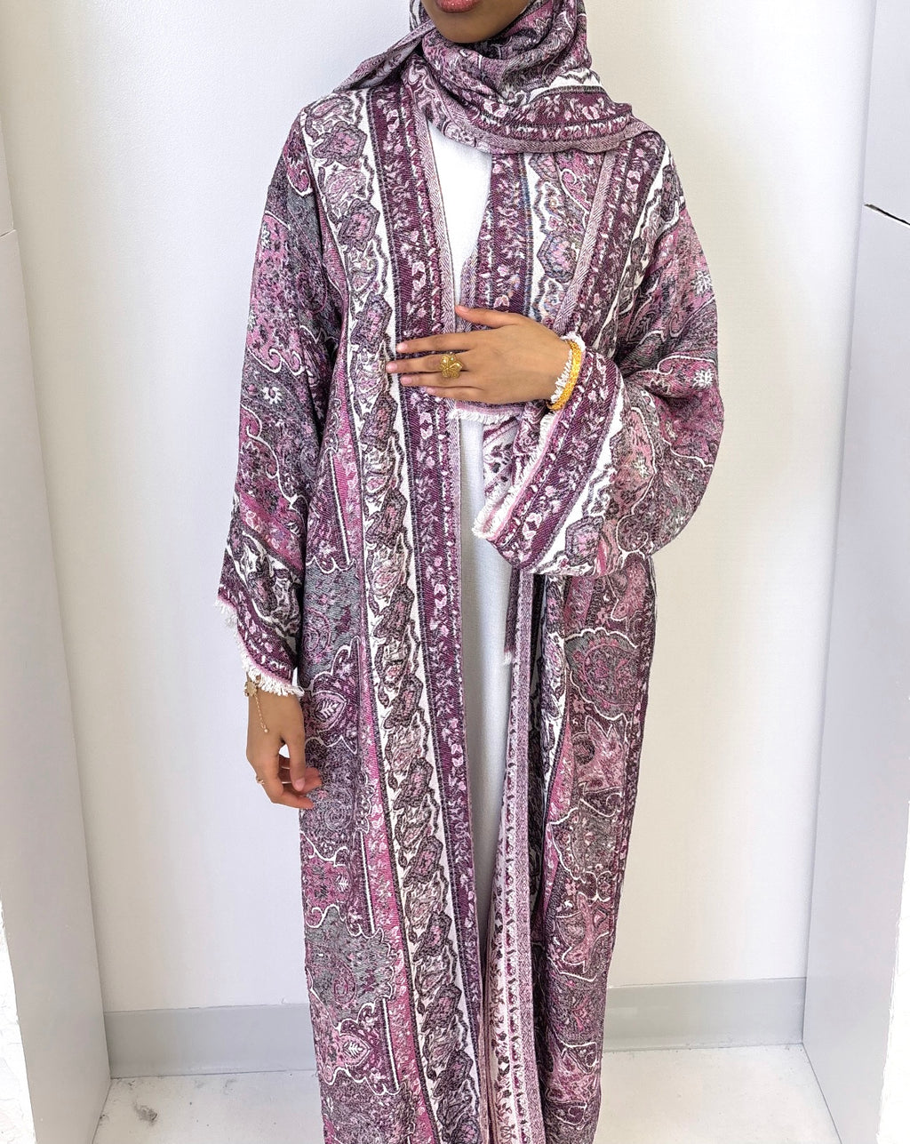 Lavender Gray Pashmina Abaya