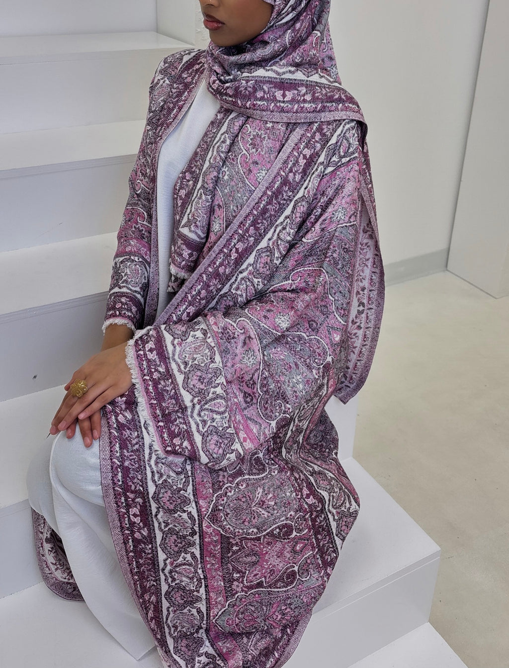 Lavender Gray Pashmina Abaya