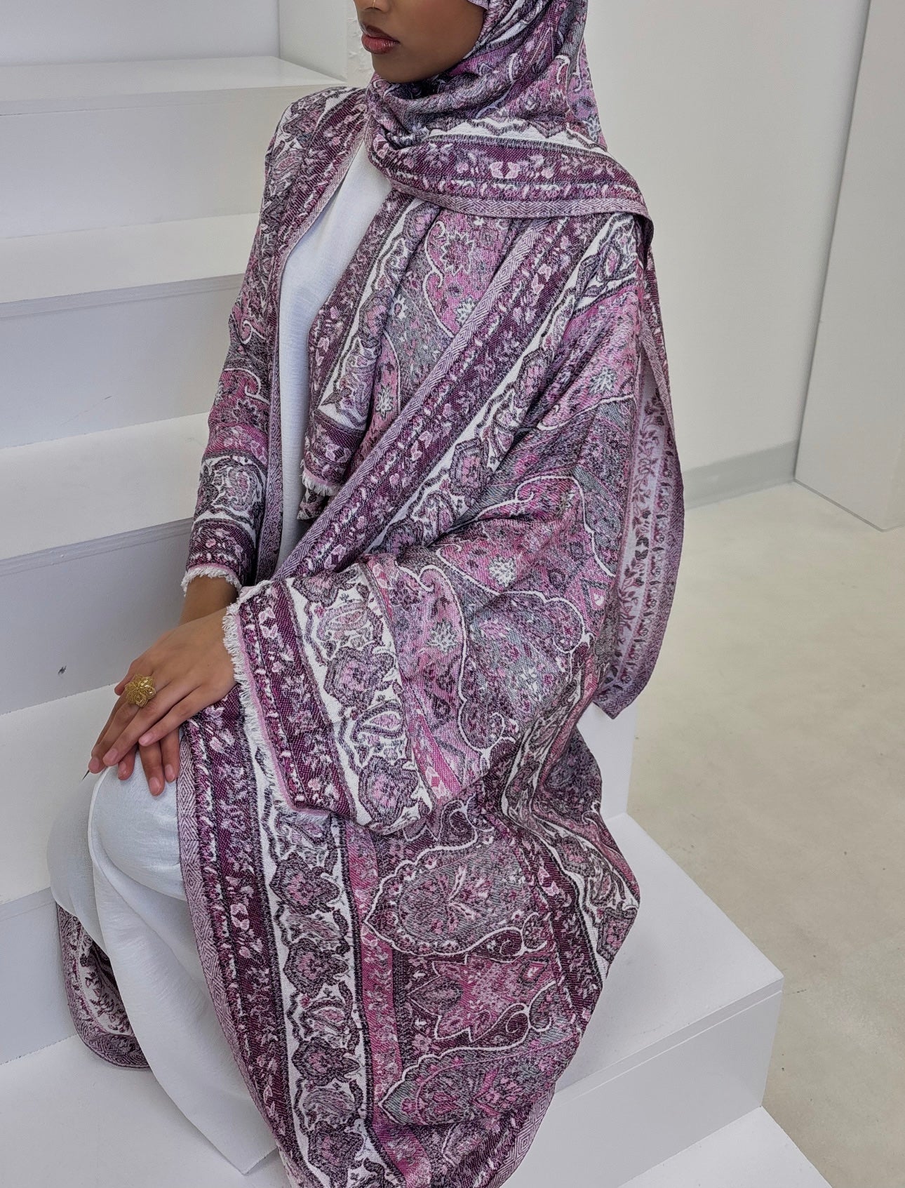 Lavender Gray Pashmina Abaya