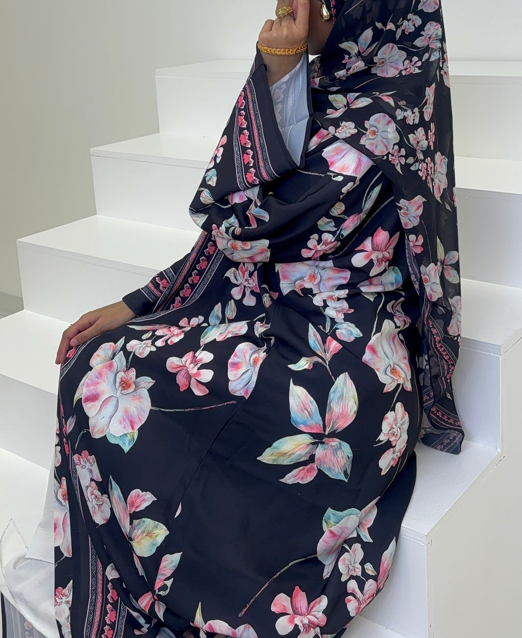 Midnight Petal Abaya